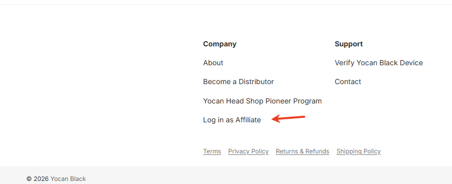 Yocan Black affiliate program link on footer.png